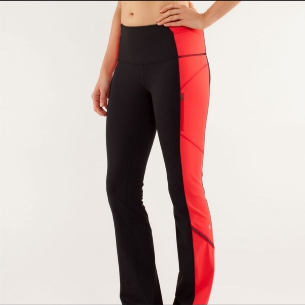 Lululemon Black/Red Run Ice Queen Pants Size 4 EUC